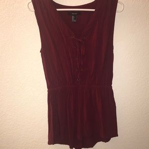 Maroon tie up romper